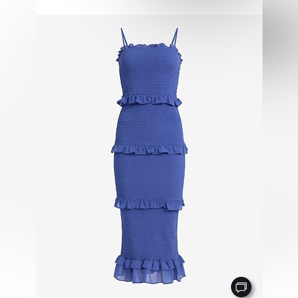 Express Red Ruffle Midi Dress - Picture 3 of 6